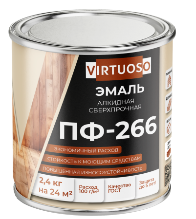 Эмаль ПФ-266 красно-коричневая 2,4 кг ГОСТ VIRTUOSO; 11588502